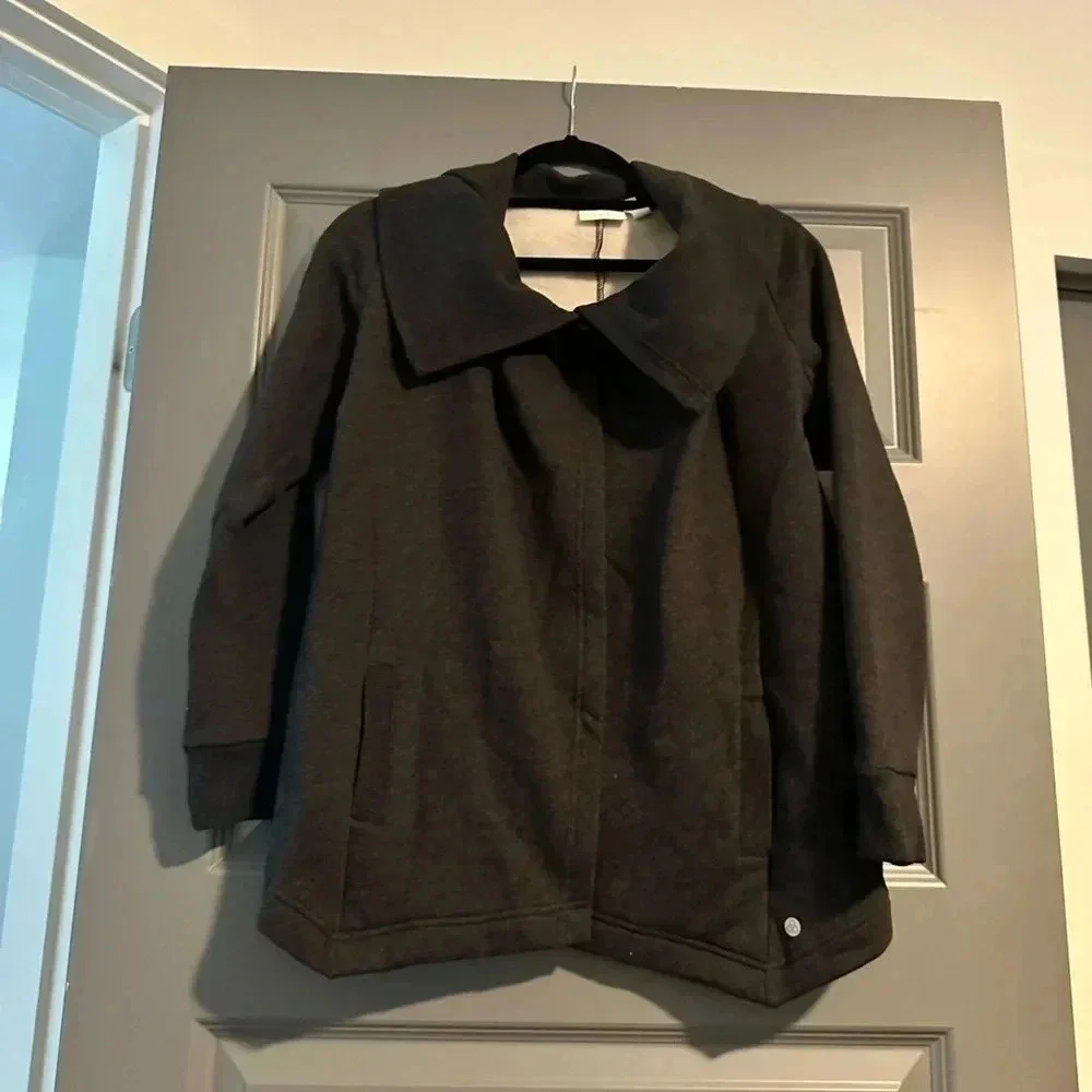 NWT Zella Girls Cara Wrap Cardigan Charcoal Grey Heather Size Medium + Small